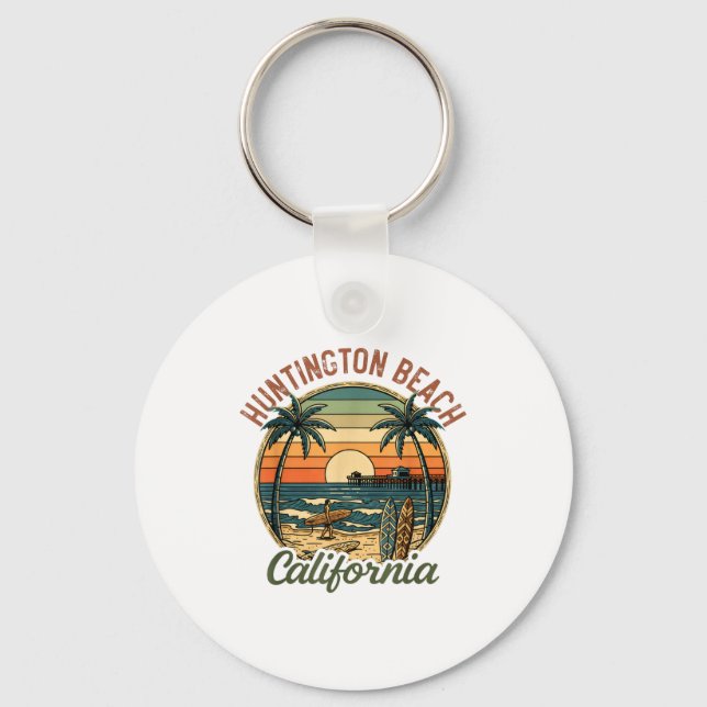 Huntington Beach California Los Angeles Surfer Vin Key Ring (Front)