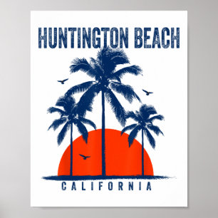 Huntington Beach California Ocean Surfing Surfboar Poster