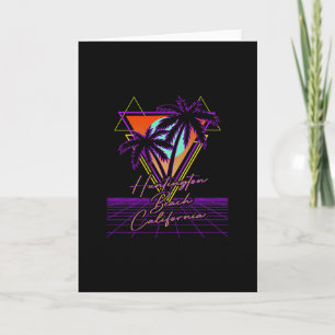 Huntington Beach California Retro 80s Vaporwave Ae Card