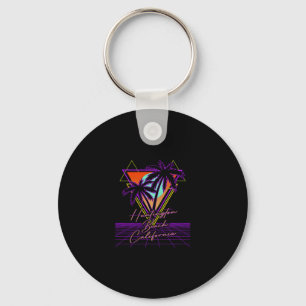 Huntington Beach California Retro 80s Vaporwave Ae Key Ring