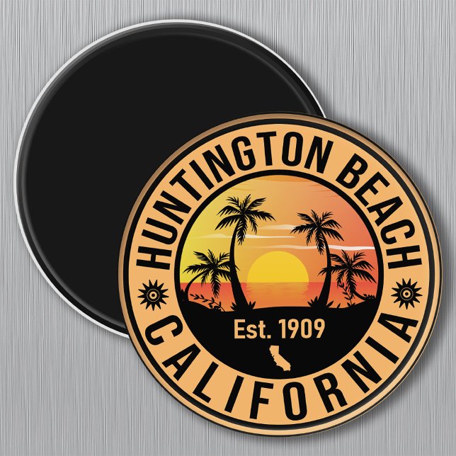 Huntington Beach California Retro Sunset Souvenirs Magnet (Creator Uploaded)