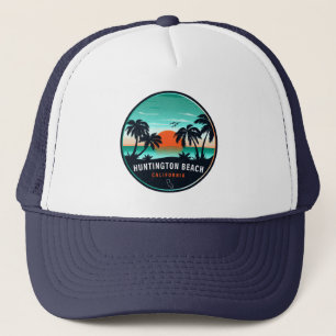 Huntington Beach California Retro Sunset Souvenirs Trucker Hat