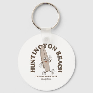 Huntington Beach California Retro Surfer Vintage B Key Ring