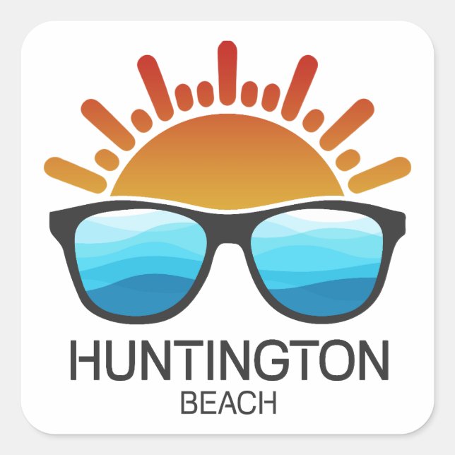 Huntington Beach California Sunglasses Square Sticker (Front)