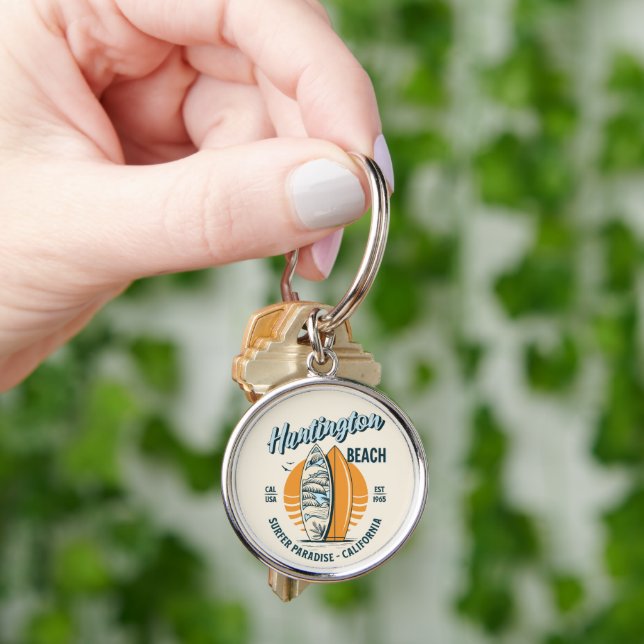Huntington Beach California Surfer Paradise Key Ring (Hand)