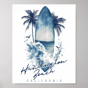 Huntington Beach California Surfing Vintage Surfer Poster