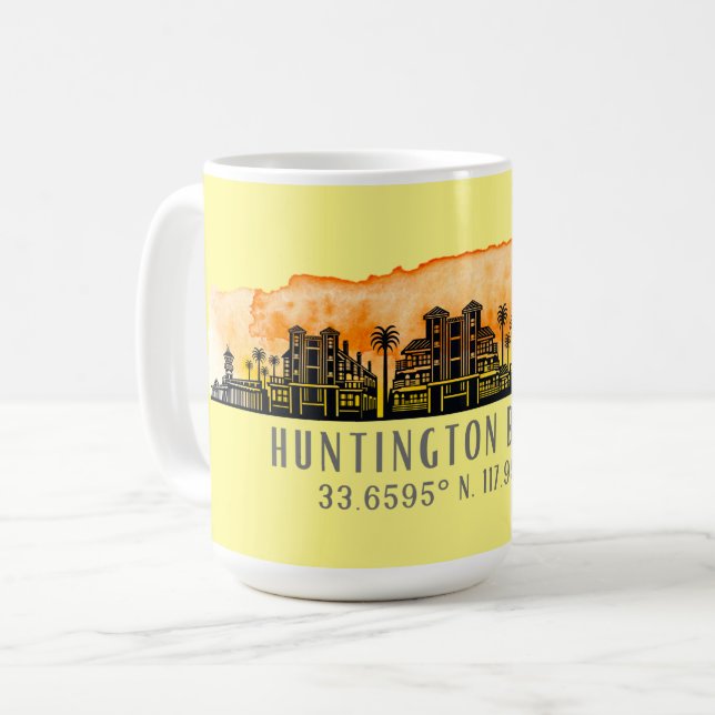 Huntington Beach City Silhouette  Coffee Mug (Front Left)