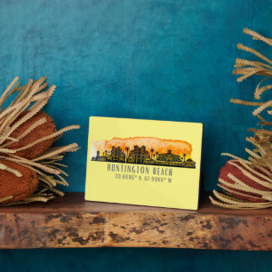 Huntington Beach City Silhouette Tabletop Plaque