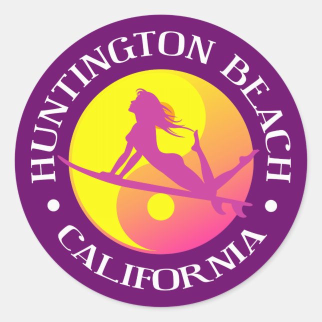 Huntington Beach Classic Round Sticker (Front)