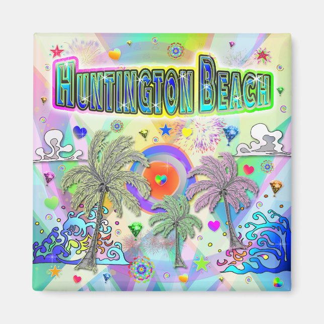 Huntington Beach Deep Dream Magnet (Front)