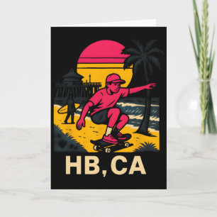 Huntington Beach Hb Ca Retro Mens Surfing Skateboa Card