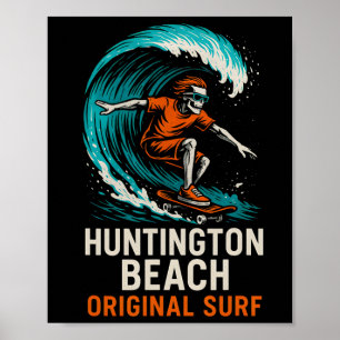 Huntington Beach Original Surf Vintage Mens Beach  Poster