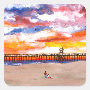 Huntington Beach Pier 2 Square Sticker