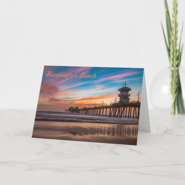 Huntington Beach Pier at sunset Card (Front)