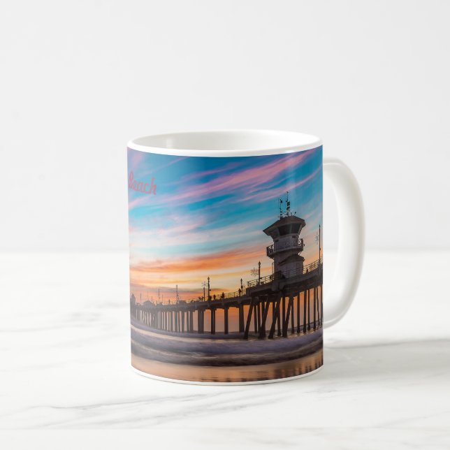 Huntington Beach Pier at sunset Coffee Mug (Front Right)