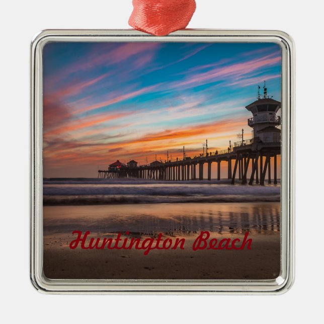 Huntington Beach Pier at sunset Metal Ornament (Front)