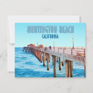 Huntington Beach Pier California Vintage Flat Card