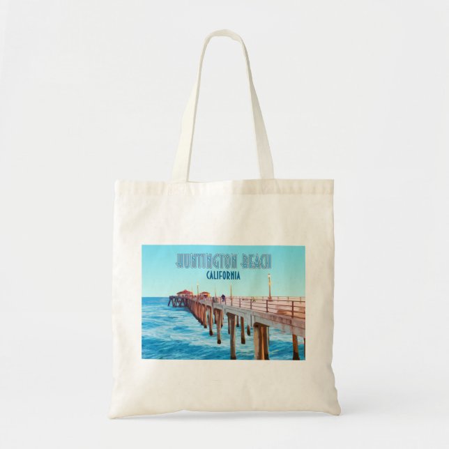 Huntington Beach Pier California Vintage Tote Bag (Front)