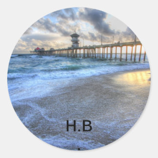 Huntington Beach Pier Classic Round Sticker
