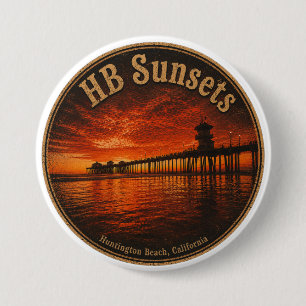Huntington Beach Pier Sunset Buttons - John Minar