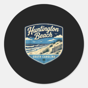 Huntington beach south carolina coastal ocean classic round sticker