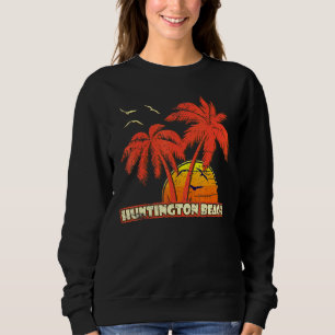 Huntington Beach Summer Palm Trees 80s Beach Sunse Sweatshirt