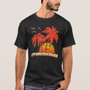 Huntington Beach Summer Palm Trees 80s Beach Sunse T-Shirt