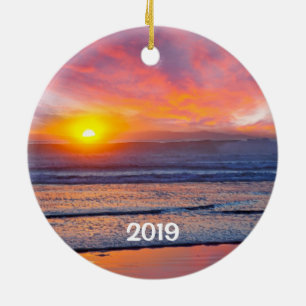 Huntington Beach Sunset & Pier Holiday Ornament