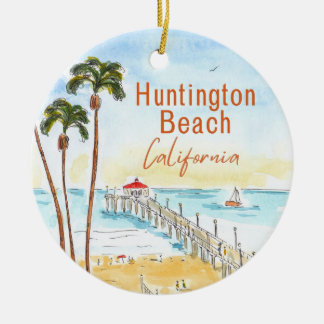 Huntington Beach Surf City USA California Ceramic Ornament