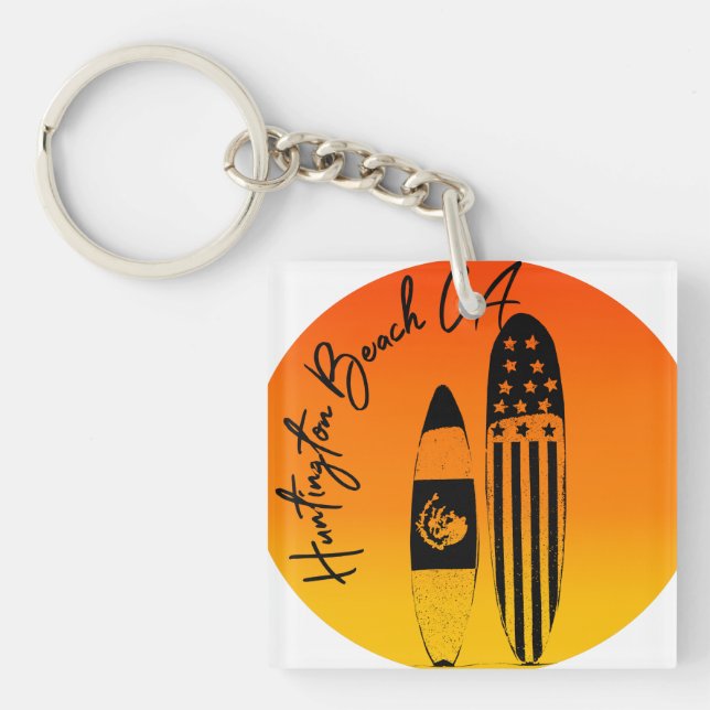 Huntington Beach Surfboards and Sunsets Key Ring (Front)