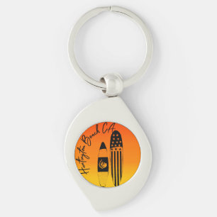 Huntington Beach Surfboards and Sunsets Key Ring