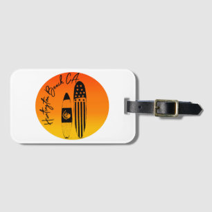 Huntington Beach Surfboards and Sunsets Luggage Tag