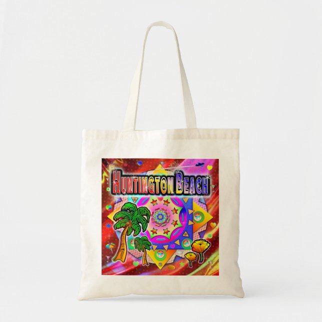 Huntington Beach Tropical Friends Tote Bag (Front)