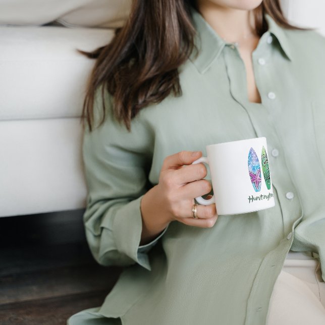 Huntington Beach Watercolor Surfboards Coffee Mug (Creator Uploaded)