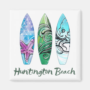 Huntington Beach Watercolor Surfboards Magnet
