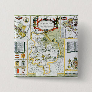 Huntington, engraved by Jodocus Hondius 15 Cm Square Badge