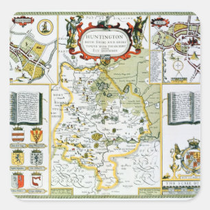 Huntington, engraved by Jodocus Hondius Square Sticker
