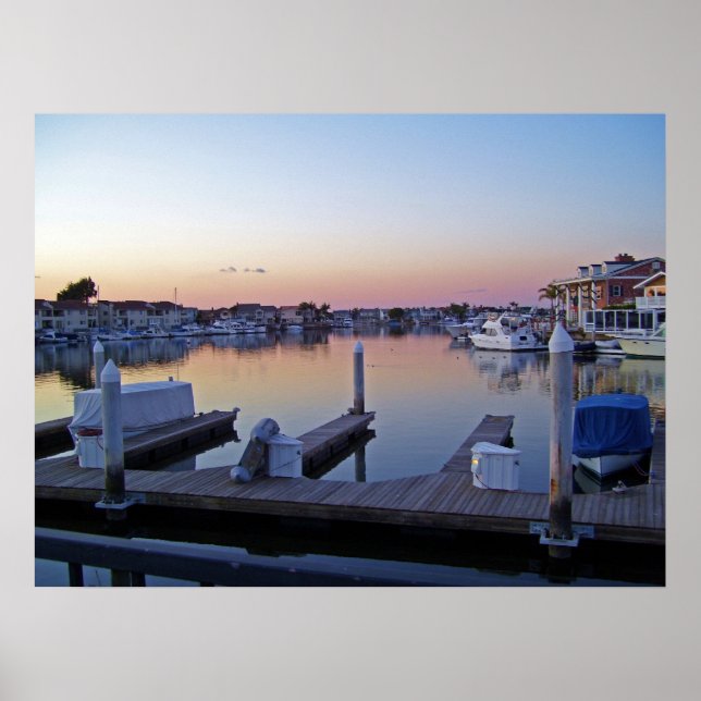 Huntington Harbor Sunset Poster (Front)