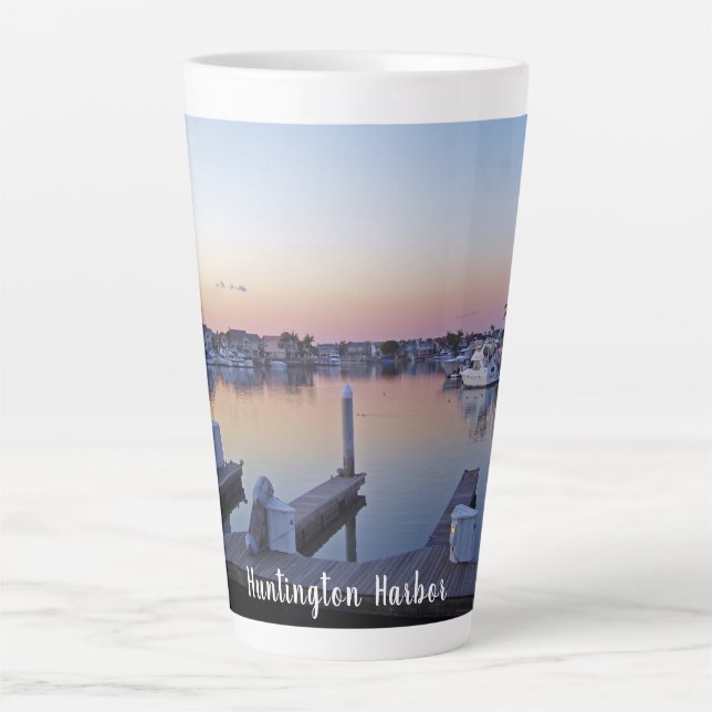Huntington Harbour Sunset Latte Mug (Front)