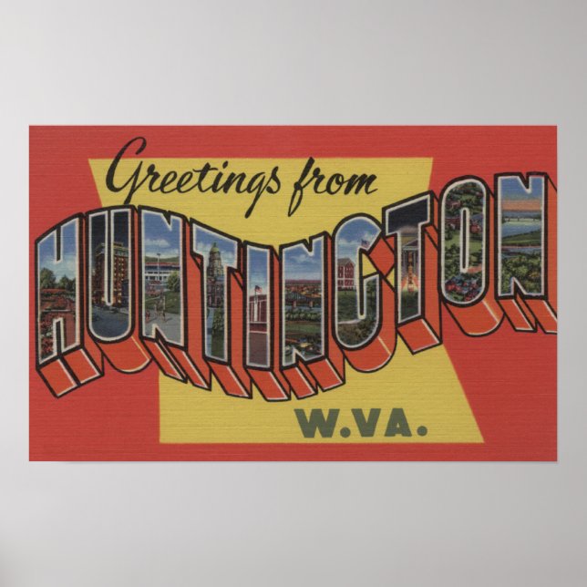 Huntington, West Virginia - Large Letter Scenes Poster (Front)