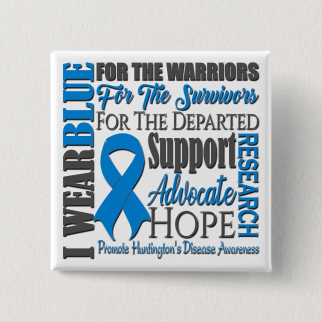 Huntington's Disease Awareness 15 Cm Square Badge (Front)