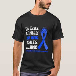 Huntington'S Disease Awareness Blue Ribbon Family  T-Shirt