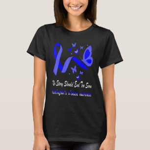 Huntington's Disease Awareness Butterfly Blue Ribb T-Shirt
