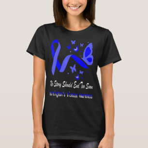 Huntington's Disease Awareness Butterfly Blue Ribb T-Shirt