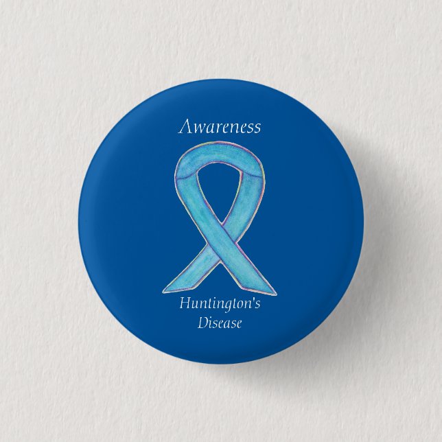 Huntington's Disease Awareness Ribbon Custom Pin (Front)