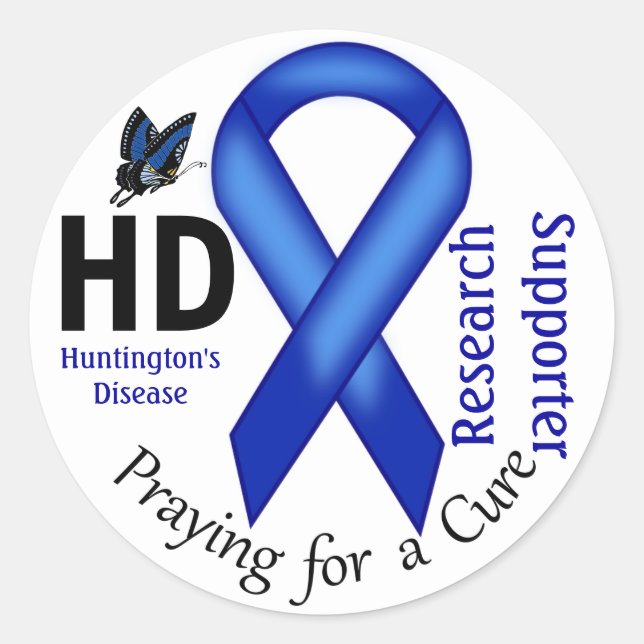 Huntington's Disease HD Awareness Research Support Classic Round Sticker (Front)