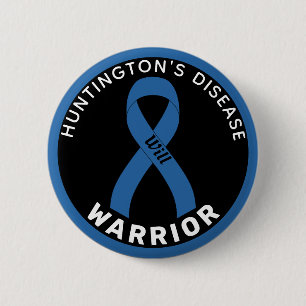 Huntington's Disease Warrior Ribbon White Button