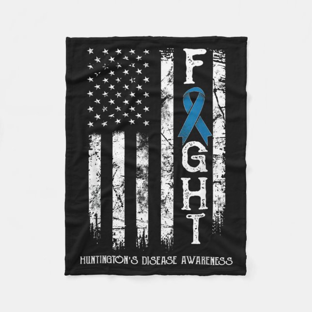 Huntingtons Disease Warrior Us Flag Fleece Blanket (Front)