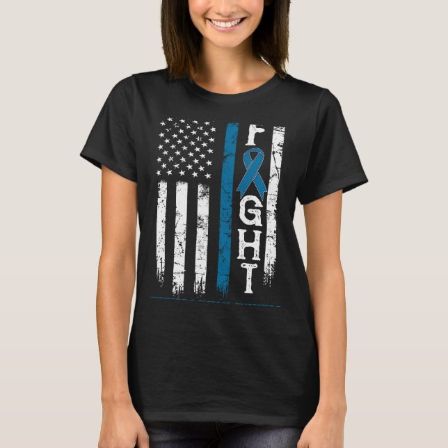 Huntington's Disease Warrior US Flag T-Shirt (Front)