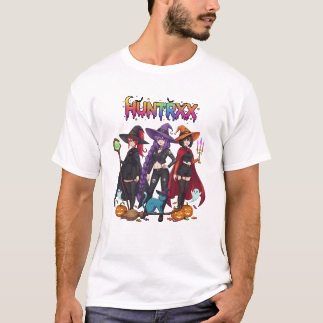 HUNTRRXX Witches with Cat and Pumpkins - Spooky  T-Shirt (Front)